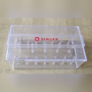 Antique Singer Clear Thread Spool Storage Box with Logo on Lid